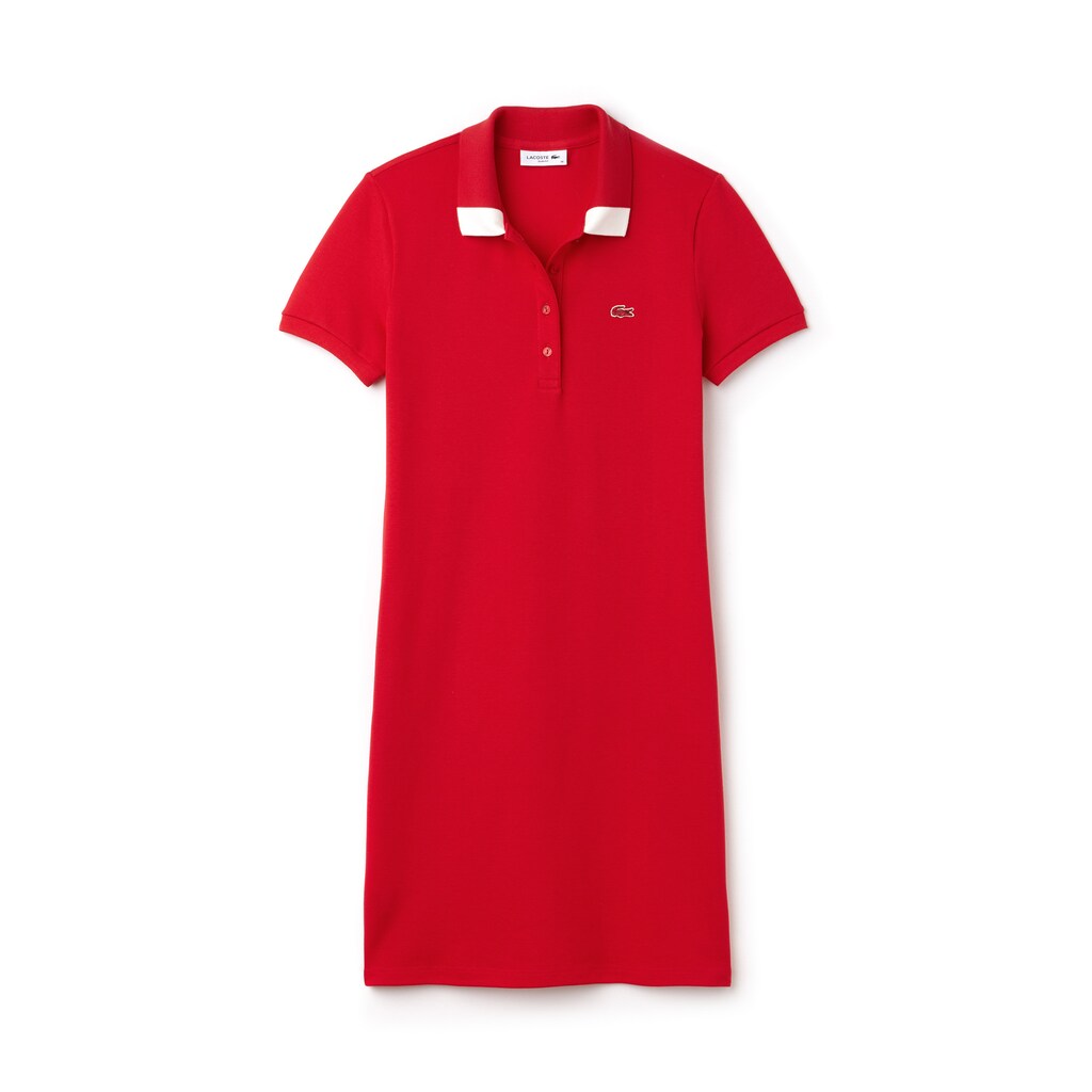 Womens Wo  Slim Fit Polo Piqué Dress | Lacoste Red / White • Mjg