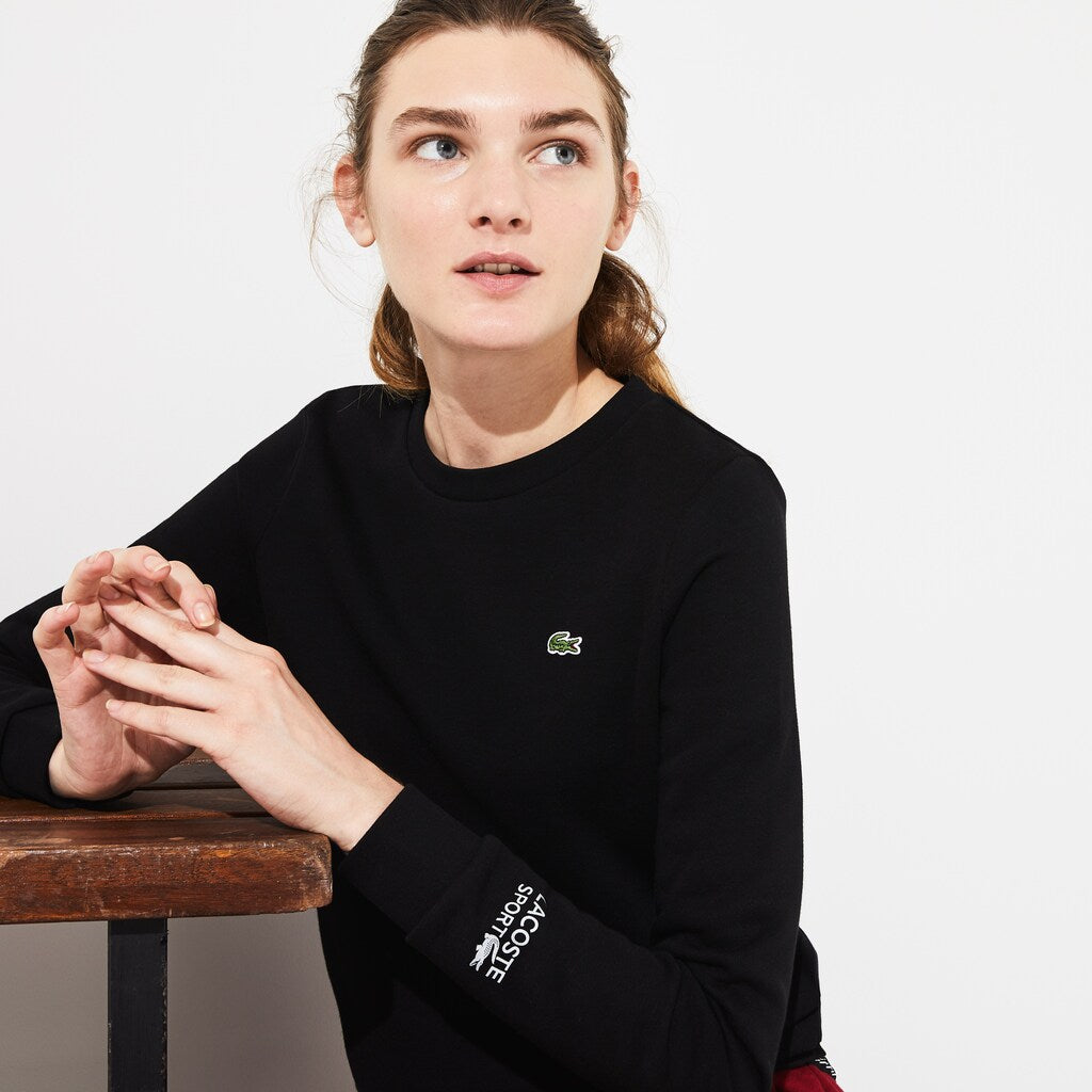 Womens Wo  SPORT Crew Neck Fleece Sweatshirt | Lacoste Black • 031