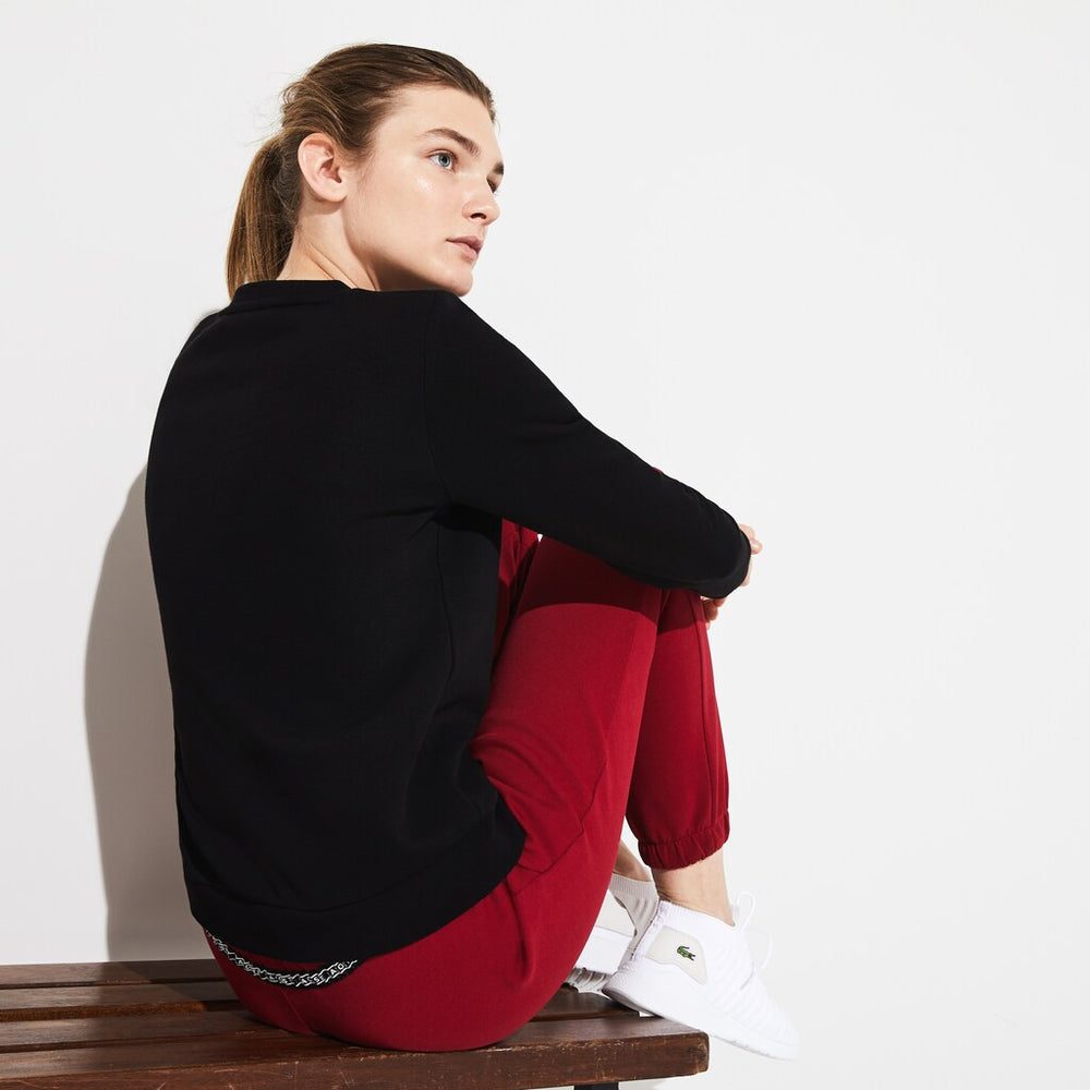 Womens Wo  SPORT Crew Neck Fleece Sweatshirt | Lacoste Black • 031
