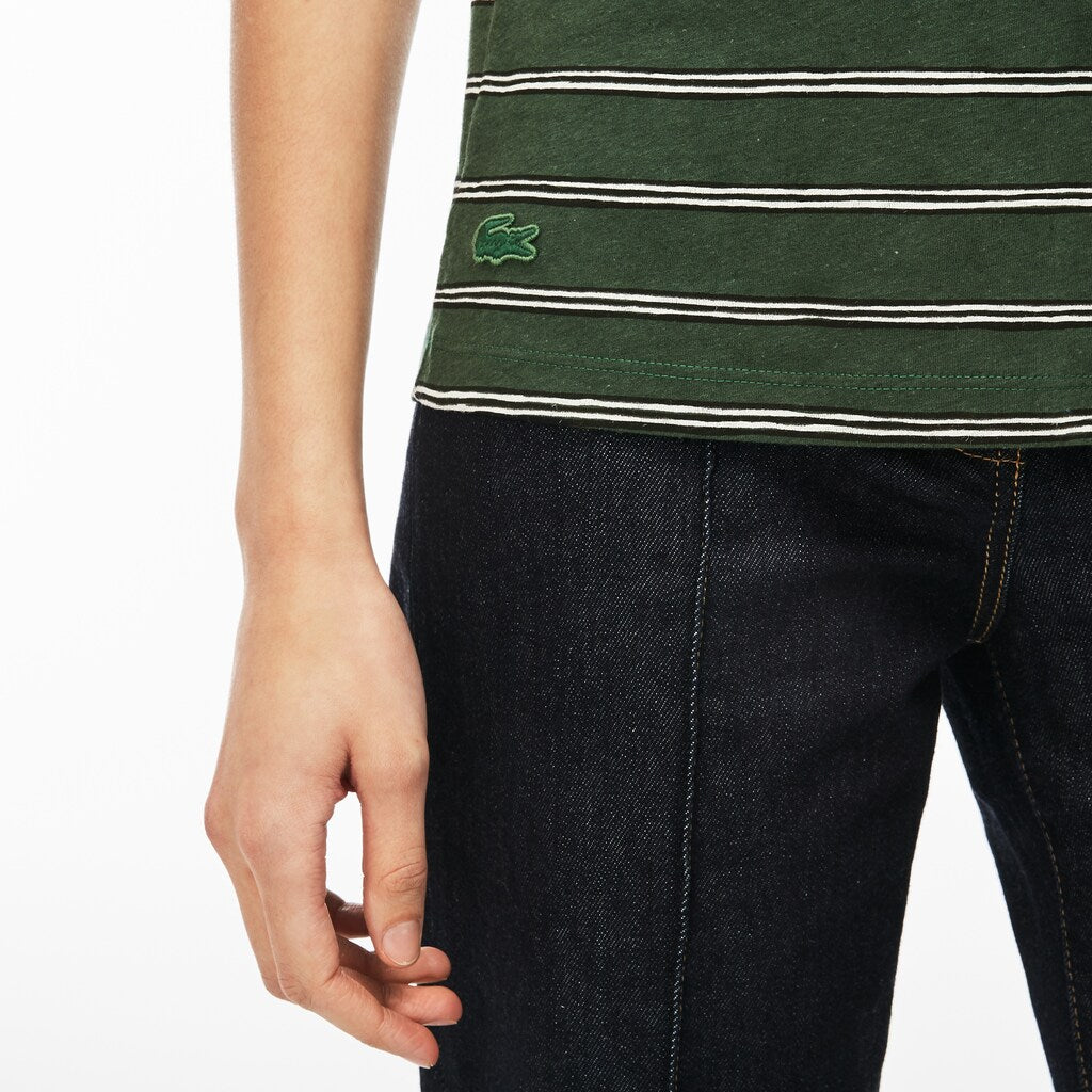 Womens Wo  Cotton And Linen T-Shirt | Lacoste Green • 132