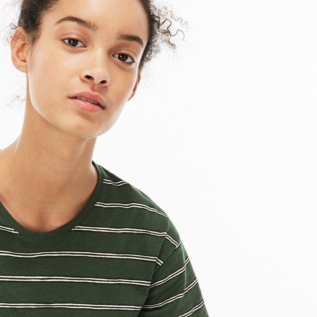 Womens Wo  Cotton And Linen T-Shirt | Lacoste Green • 132