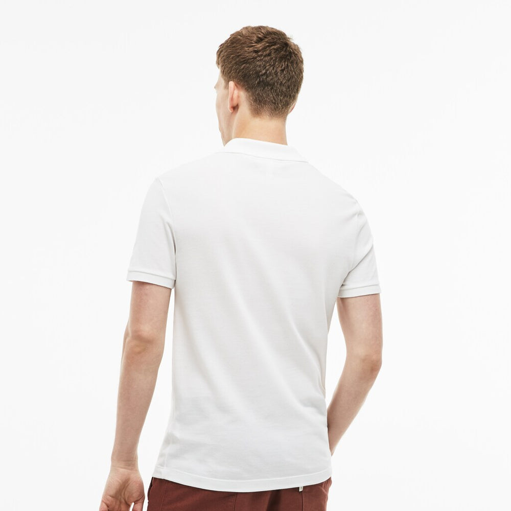 Mens   Slim Fit Crocodile Logo Piqué Polo | Lacoste White / Beige • Lt0