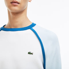 Mens   Made in France Crew Neck Sweater | Lacoste White / Light Blue / Blue • Le0