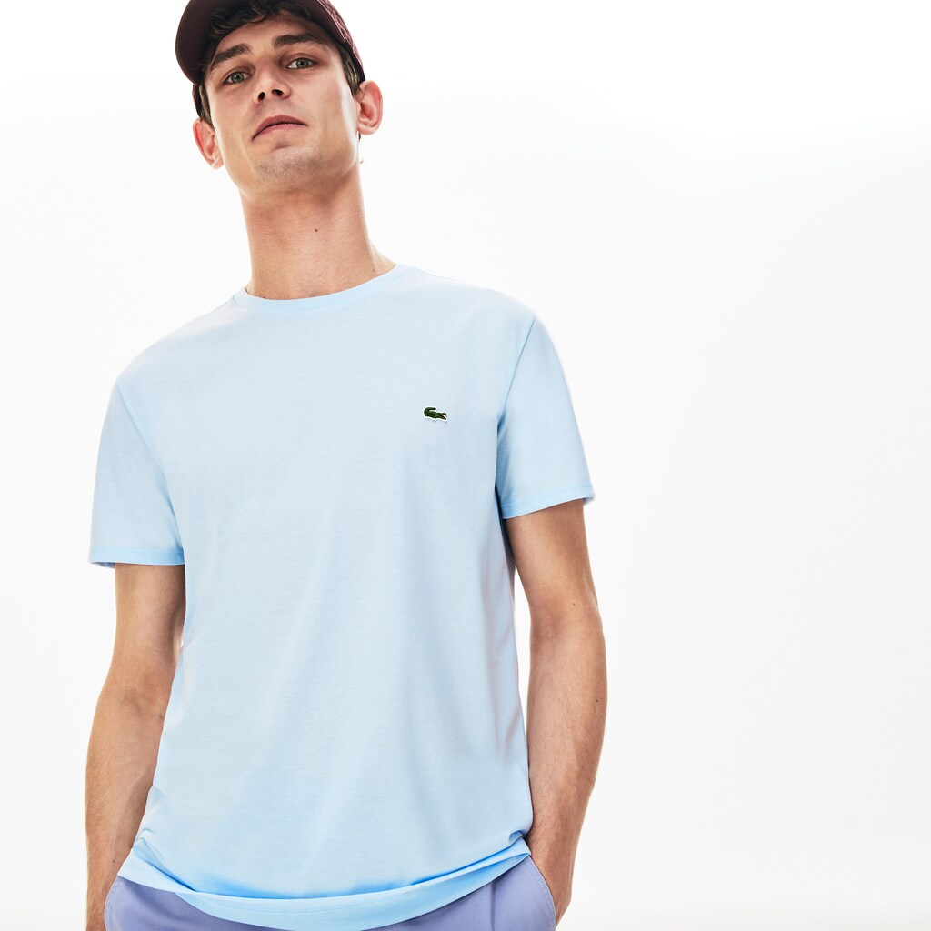 Mens   Crew Neck Pima Cotton T-Shirt | Lacoste Light Blue • T01