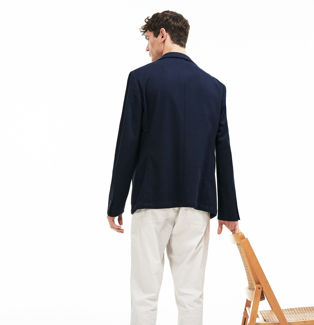 Mens   Stretch Cotton Jersey Piqué Blazer | Lacoste Navy Blue • Mxq