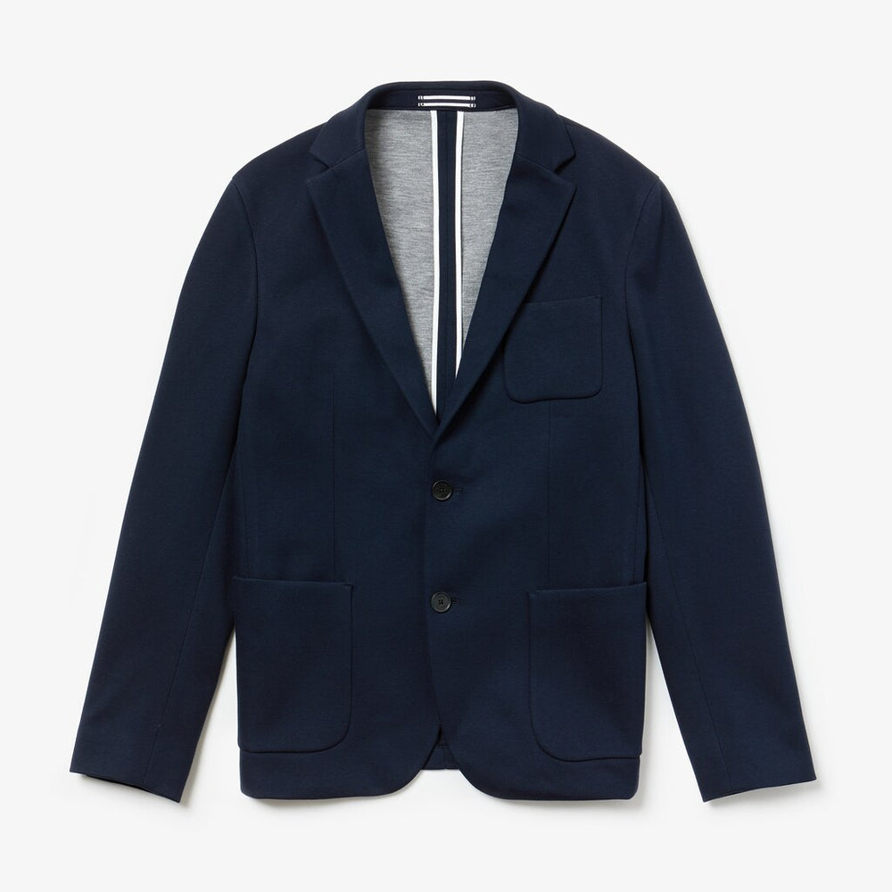Mens   Stretch Cotton Jersey Piqué Blazer | Lacoste Navy Blue • Mxq