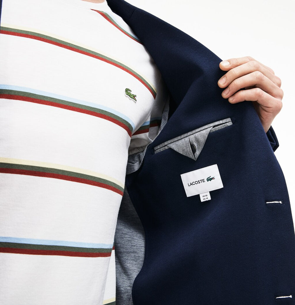 Mens   Stretch Cotton Jersey Piqué Blazer | Lacoste Navy Blue • Mxq