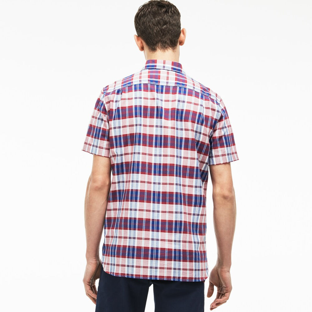 Mens   Regular Fit Check Oxford Shirt | Lacoste Red • Prl