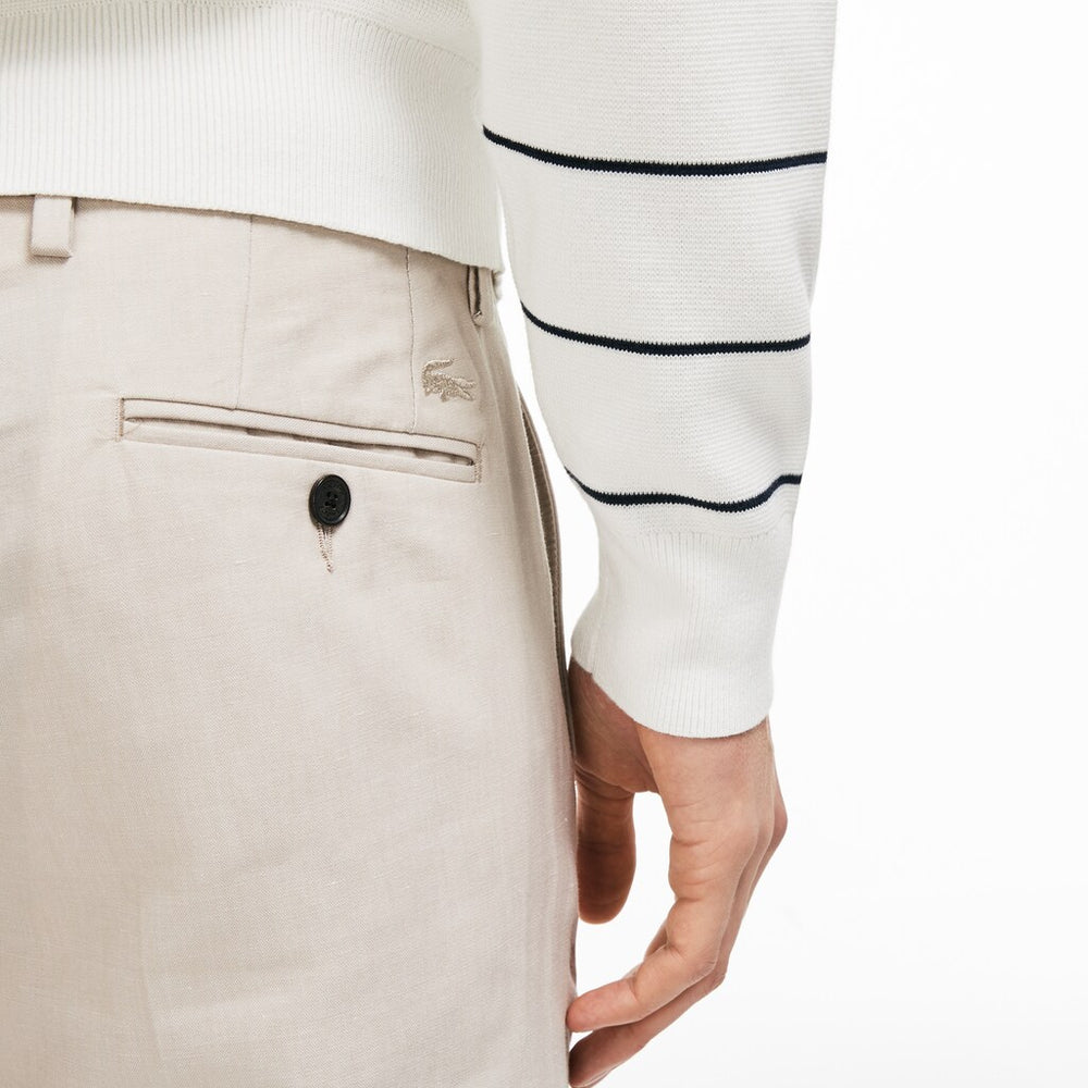 Mens   Slim Fit Pleated Pants | Lacoste White • Dyl