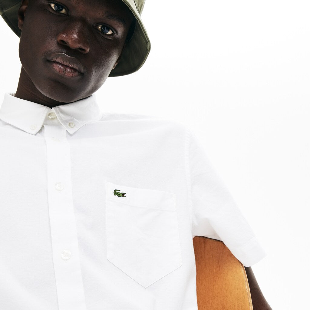 Mens   Regular Fit Oxford Cotton Shirt | Lacoste White • 001
