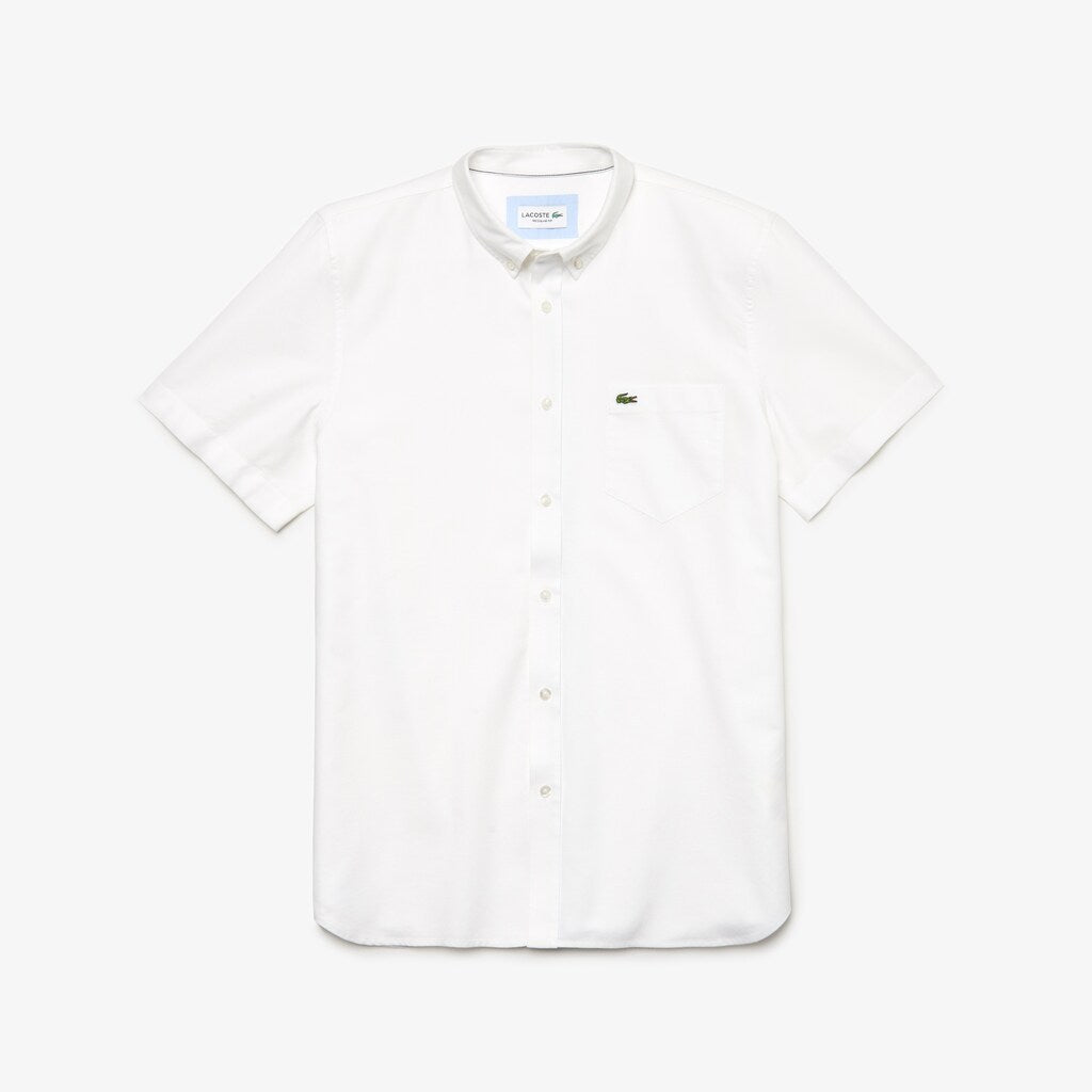 Mens   Regular Fit Oxford Cotton Shirt | Lacoste White • 001