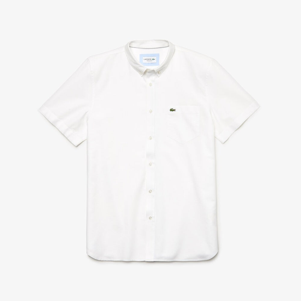 Mens   Regular Fit Oxford Cotton Shirt | Lacoste White • 001