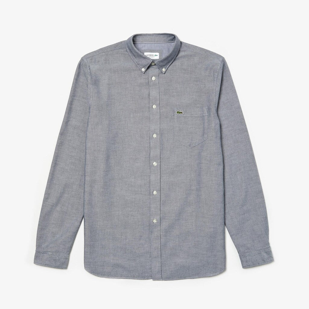 Mens   Regular Fit Cotton Oxford Shirt | Lacoste Navy Blue • 166