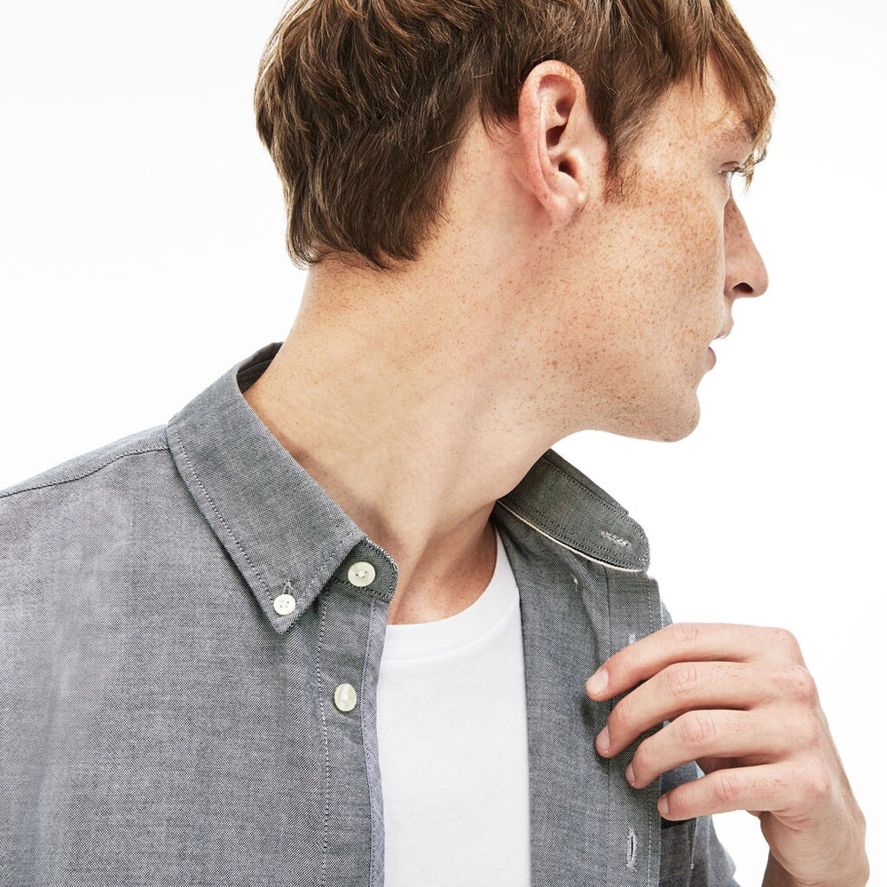 Mens   Regular Fit Cotton Oxford Shirt | Lacoste Navy Blue • 166