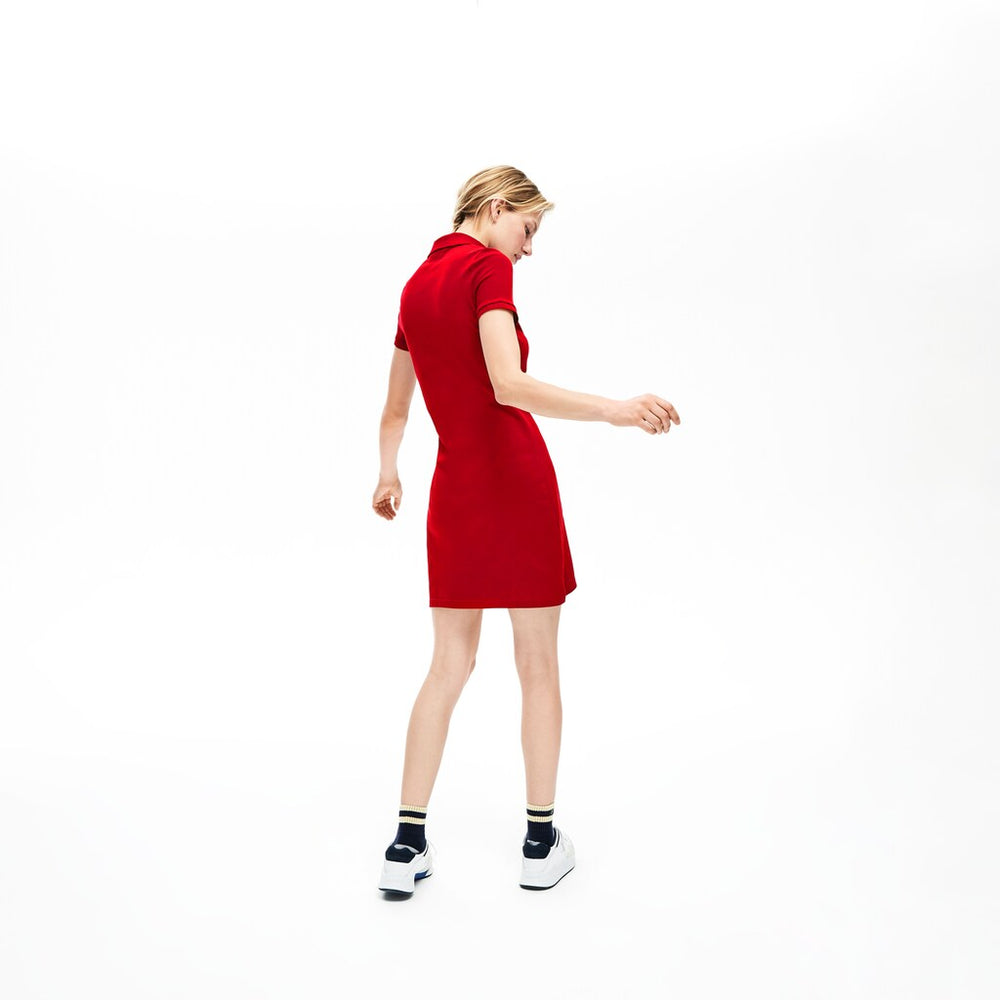 Womens Wo  Stretch Cotton Mini Piqué Polo Dress | Lacoste Bordeaux • 476