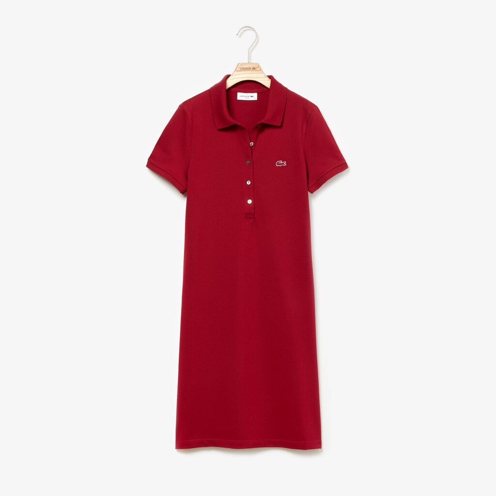 Womens Wo  Stretch Cotton Mini Piqué Polo Dress | Lacoste Bordeaux • 476