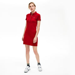 Womens Wo  Stretch Cotton Mini Piqué Polo Dress | Lacoste Bordeaux • 476