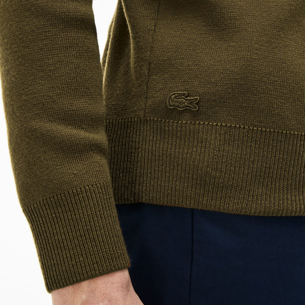 Mens   Crew Neck Technical Knit Sweater | Lacoste Beige • E8E