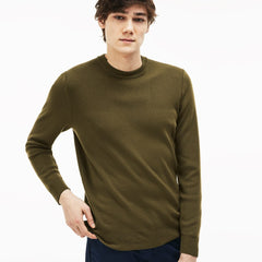 Mens   Crew Neck Technical Knit Sweater | Lacoste Beige • E8E