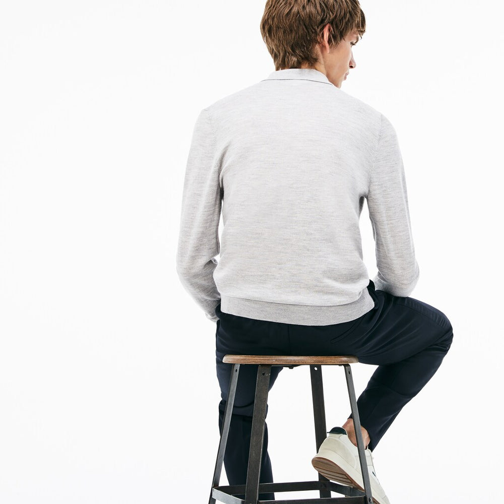 Mens   Wool Jersey Sweater | Lacoste Grey • Esv