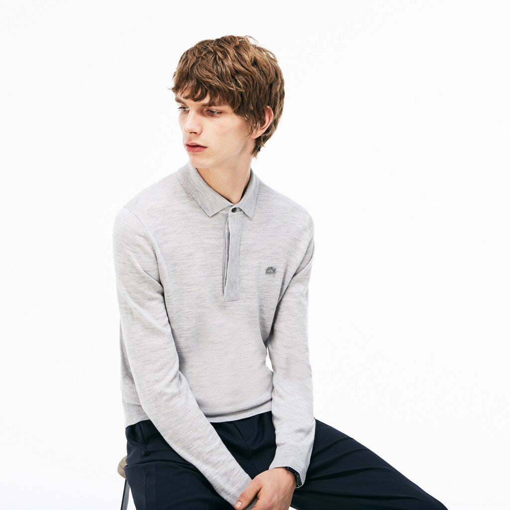 Mens   Wool Jersey Sweater | Lacoste Grey • Esv