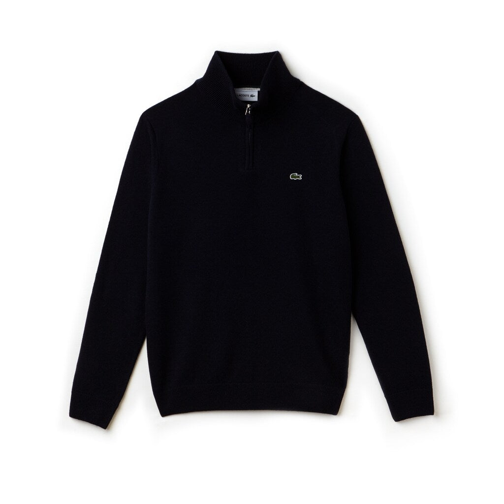 Mens   Standup-Collar Wool Sweater | Lacoste Navy Blue / Green / White • Asy