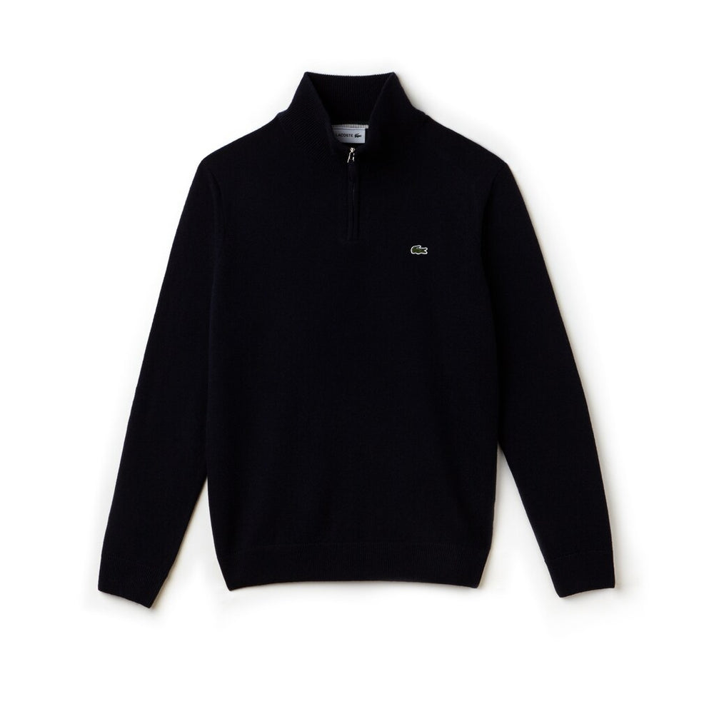 Mens   Standup-Collar Wool Sweater | Lacoste Navy Blue / Green / White • Asy