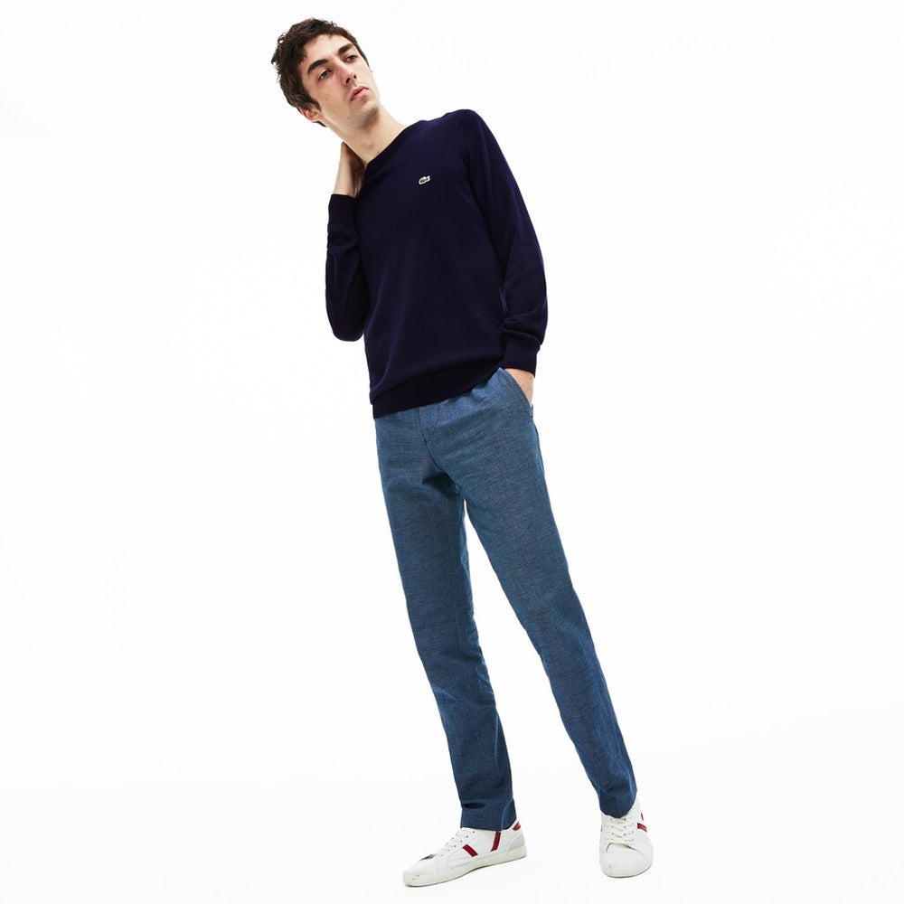 Mens   Caviar Piqué Accent Sweater | Lacoste Navy Blue / White / Navy Blue • M65