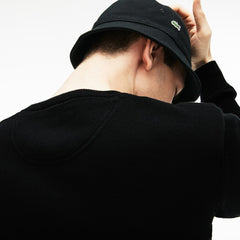 Mens   V-neck Caviar Piqué Accent Cotton Jersey Sweater | Lacoste Black / White / Black • N72