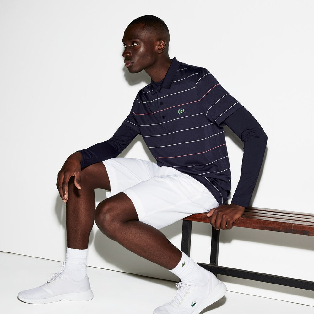 Mens   SPORT Stretch Taffeta Technical Golf Bermuda Shorts | Lacoste White • 001