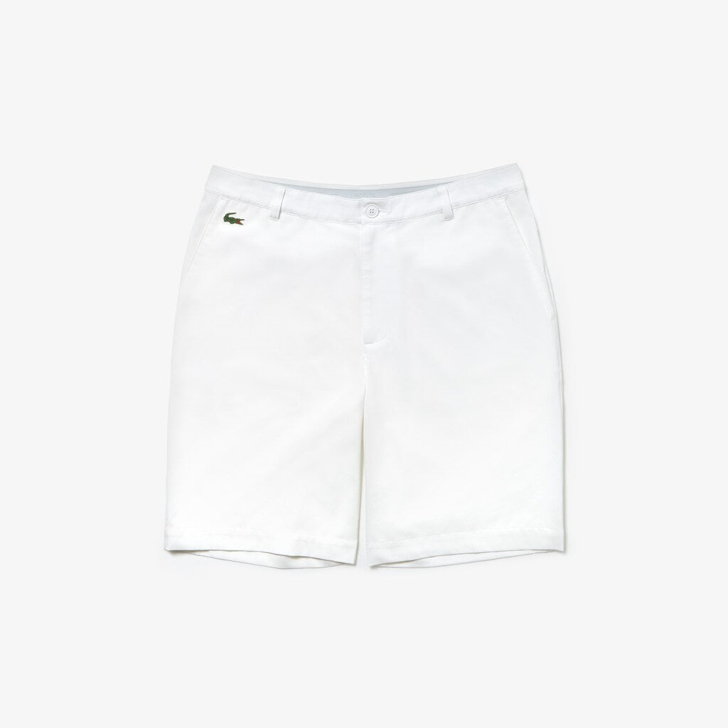 Mens   SPORT Stretch Taffeta Technical Golf Bermuda Shorts | Lacoste White • 001