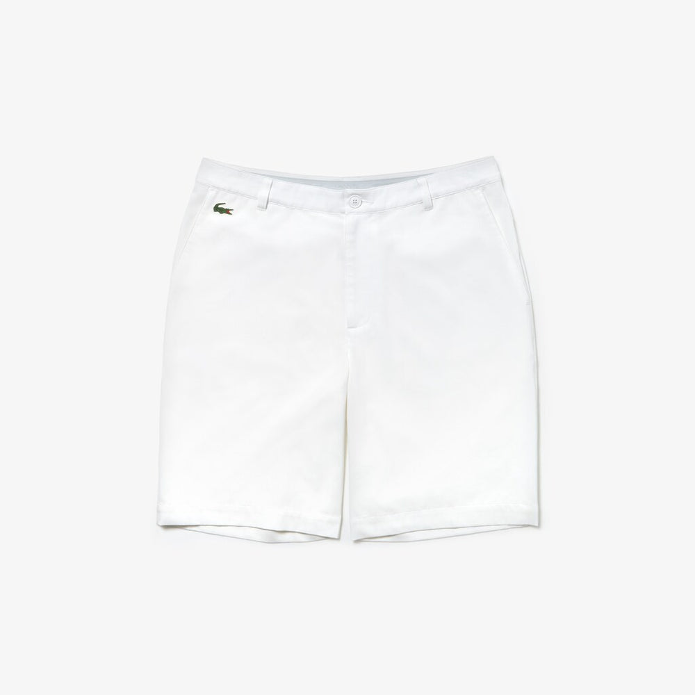 Mens   SPORT Stretch Taffeta Technical Golf Bermuda Shorts | Lacoste White • 001