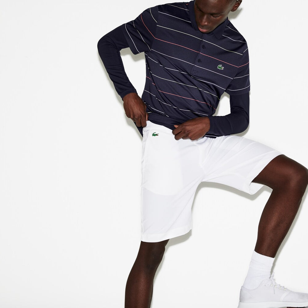 Mens   SPORT Stretch Taffeta Technical Golf Bermuda Shorts | Lacoste White • 001