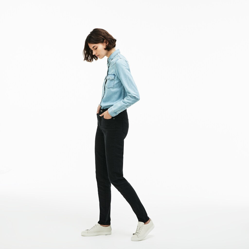 Womens Wo  Lacoste LIVE Five-Pocket Stretch Cotton Denim Jeans | Lacoste Black • 031