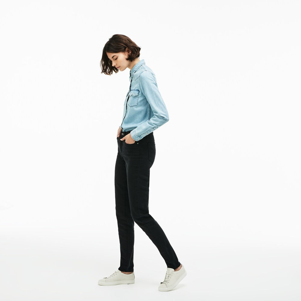 Womens Wo  Lacoste LIVE Five-Pocket Stretch Cotton Denim Jeans | Lacoste Black • 031