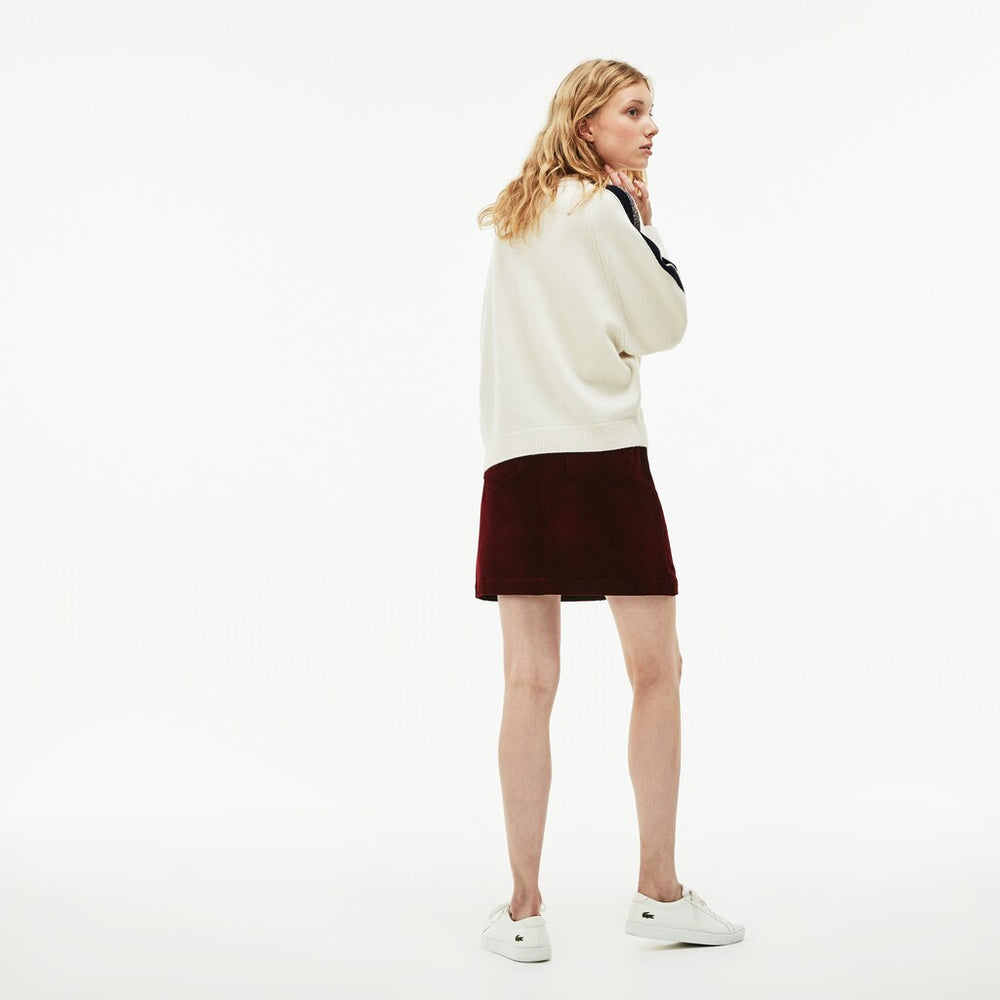 Womens Wo  Ribbed Stretch Velour A-Line Skirt | Lacoste Brown • Y29