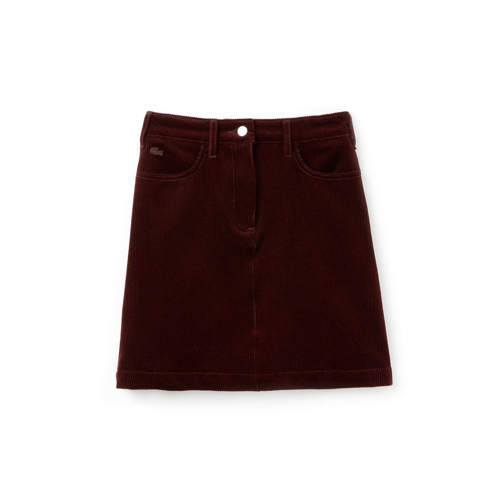 Womens Wo  Ribbed Stretch Velour A-Line Skirt | Lacoste Brown • Y29