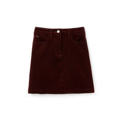 Womens Wo  Ribbed Stretch Velour A-Line Skirt | Lacoste Brown • Y29