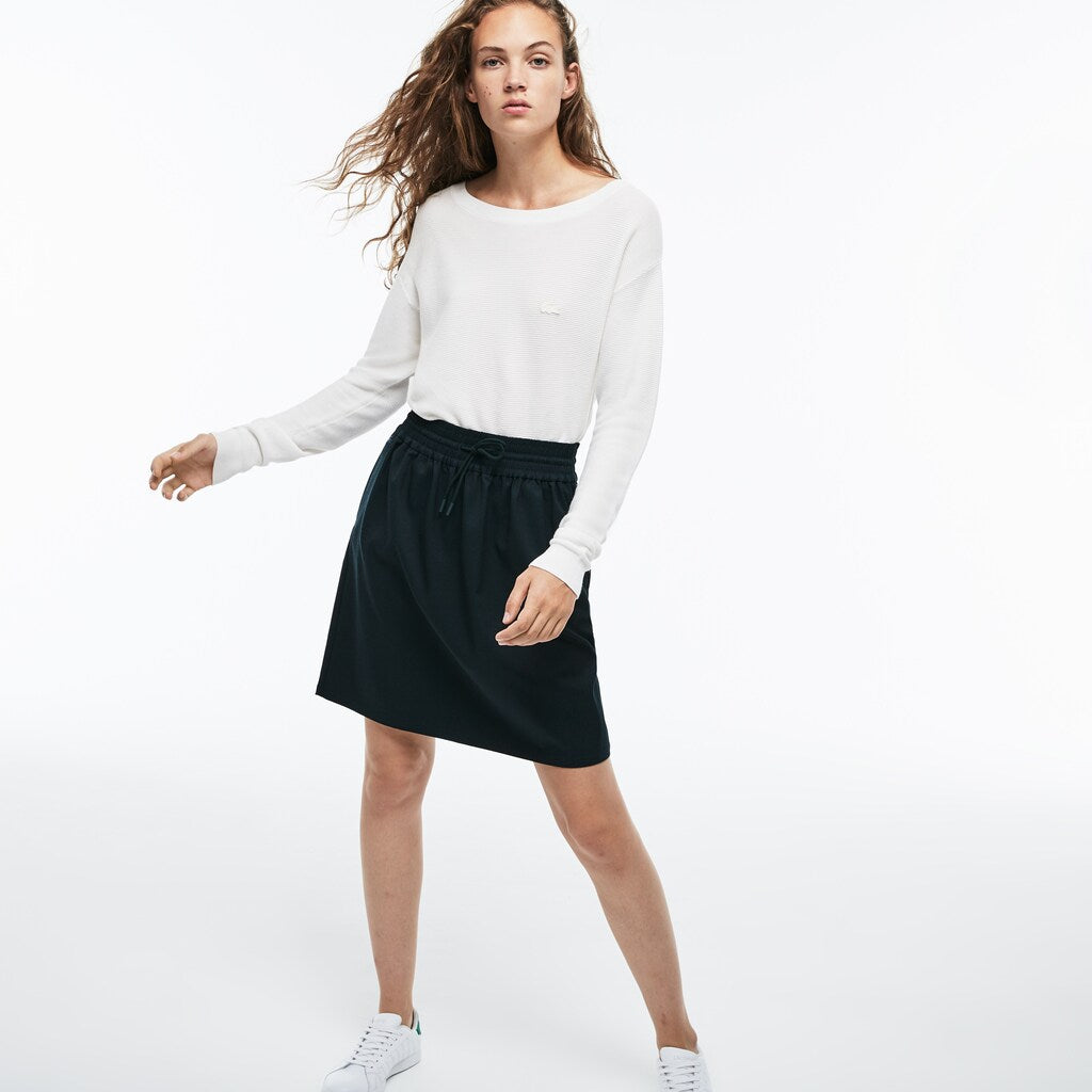 Womens Wo  Elasticized Waist Flowing Stretch Wool Knit Skirt | Lacoste Green • C7K