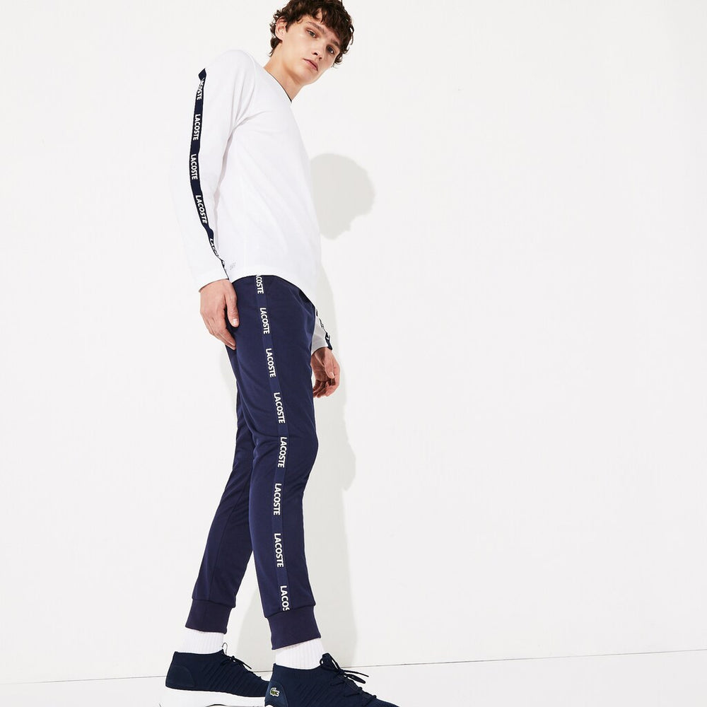 Mens   SPORT Signature Bands Piqué Track Pants | Lacoste Navy Blue / White • R26