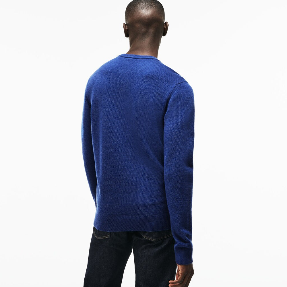 Mens   Crew Neck Double Wool And Cashmere Piqué Sweater | Lacoste Inkwell • Cc3
