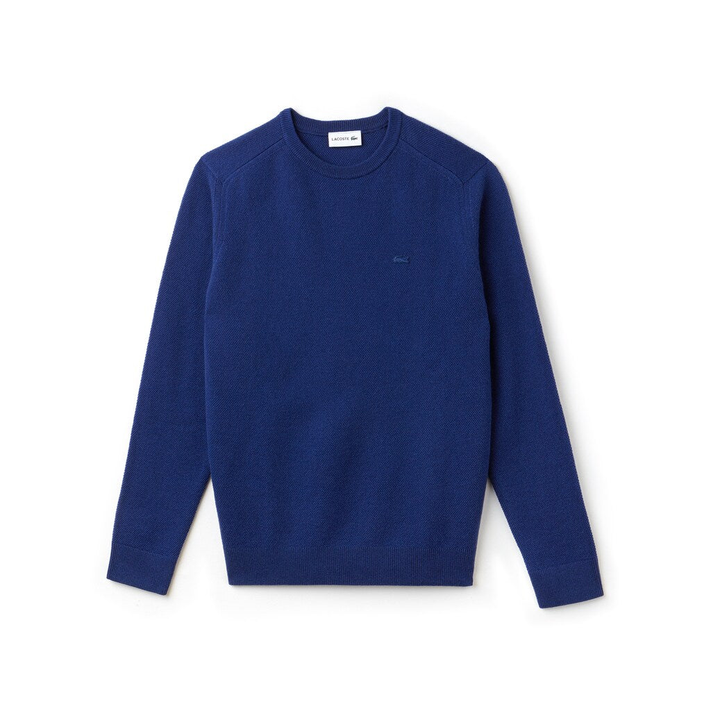 Mens   Crew Neck Double Wool And Cashmere Piqué Sweater | Lacoste Inkwell • Cc3