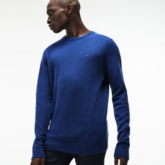 Mens   Crew Neck Double Wool And Cashmere Piqué Sweater | Lacoste Inkwell • Cc3