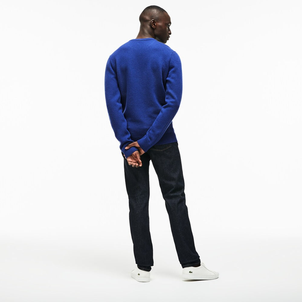 Mens   Crew Neck Double Wool And Cashmere Piqué Sweater | Lacoste Inkwell • Cc3