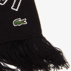 Mens   Lacoste LIVE Lettering Cashmere And Cotton Scarf | Lacoste Black / White • 258