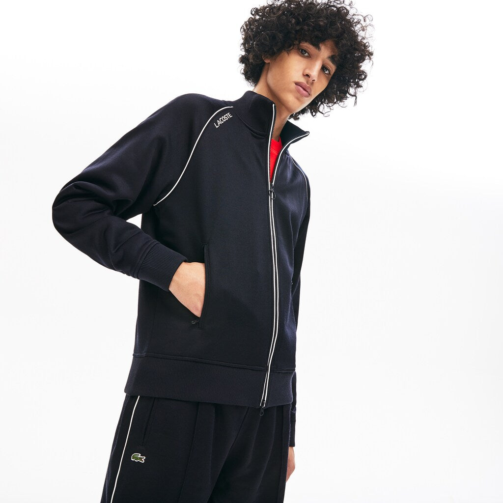 Mens Unisex LIVE Signature Knit Zip Sweatshirt | Lacoste Blue • Ftj