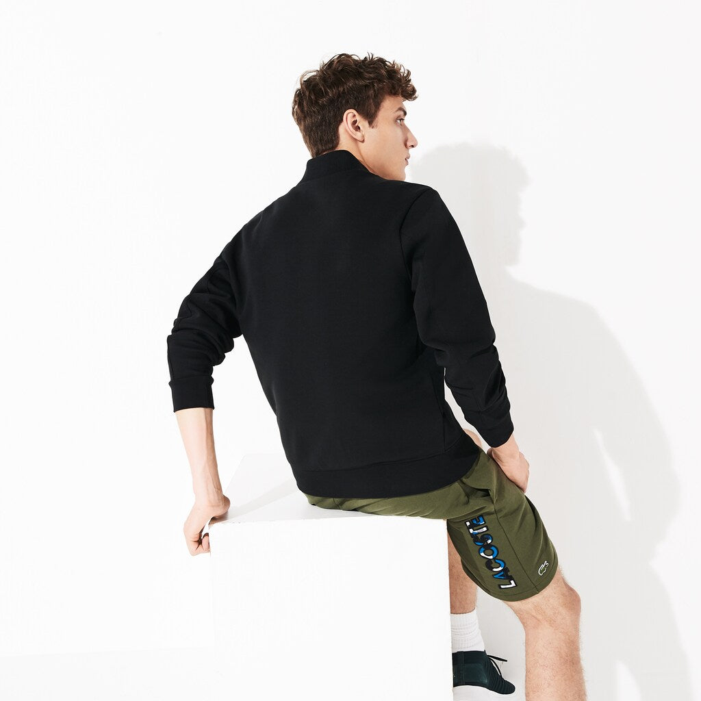 Mens   SPORT Quilted Cotton Blend Fleece Bomber Jacket | Lacoste Black • 031