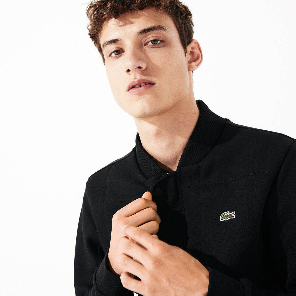Mens   SPORT Quilted Cotton Blend Fleece Bomber Jacket | Lacoste Black • 031