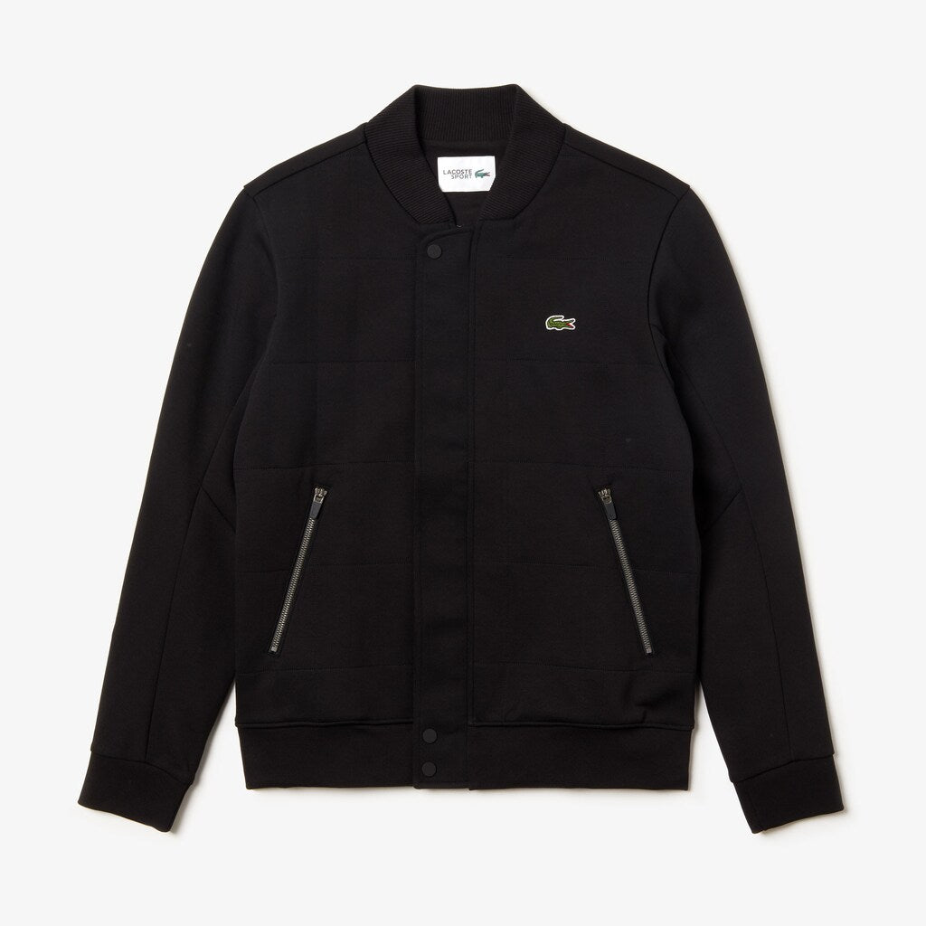Mens   SPORT Quilted Cotton Blend Fleece Bomber Jacket | Lacoste Black • 031