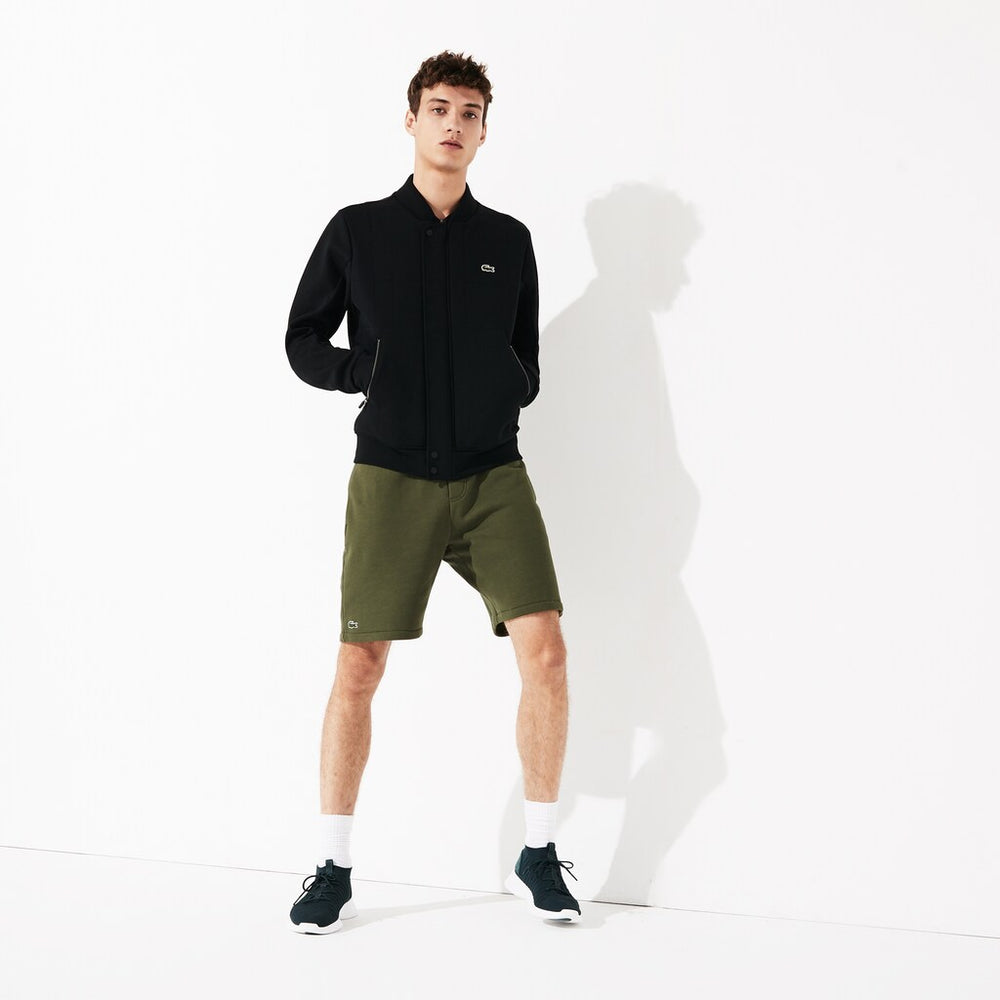 Mens   SPORT Quilted Cotton Blend Fleece Bomber Jacket | Lacoste Black • 031